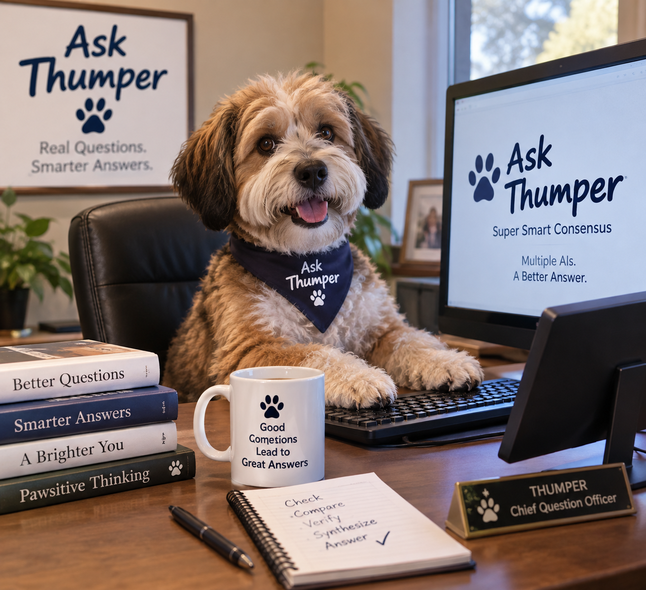 Thumper at the desk